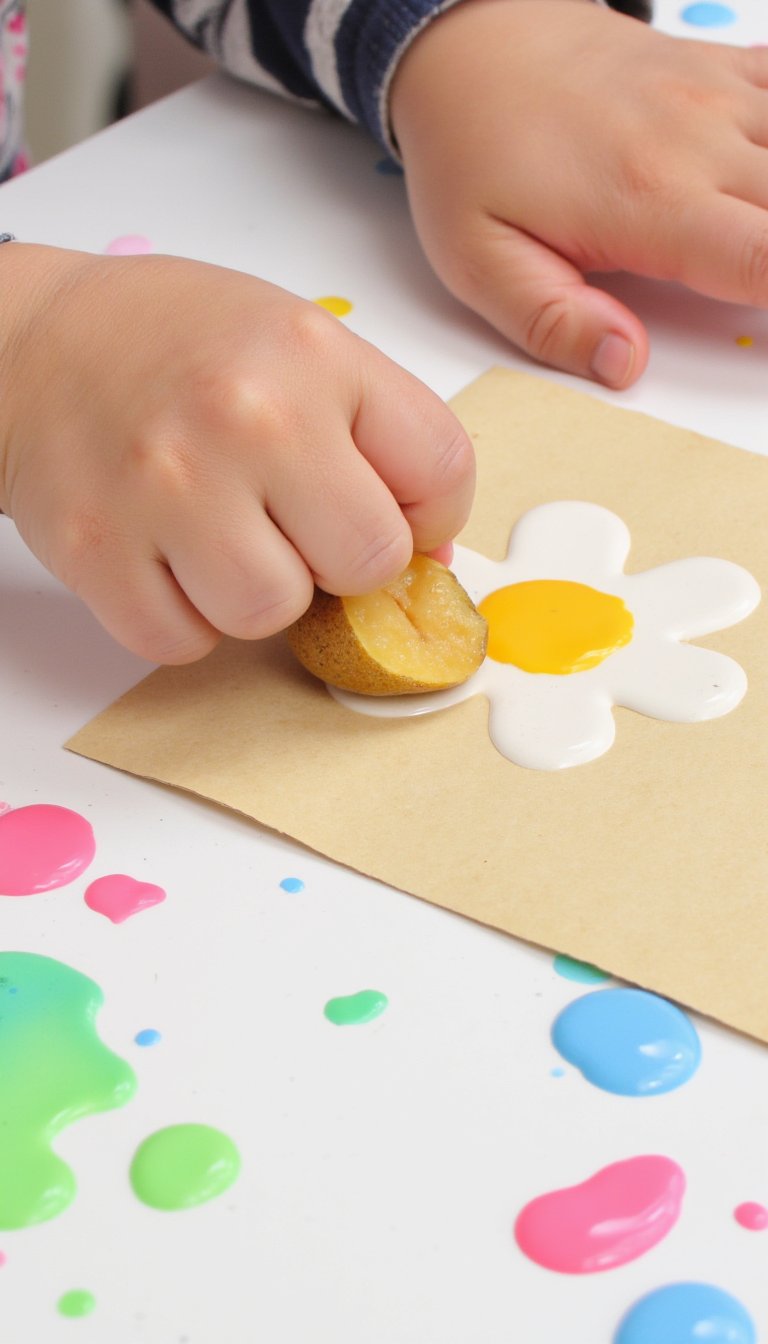 10. Potato Stamp Easter Eggs