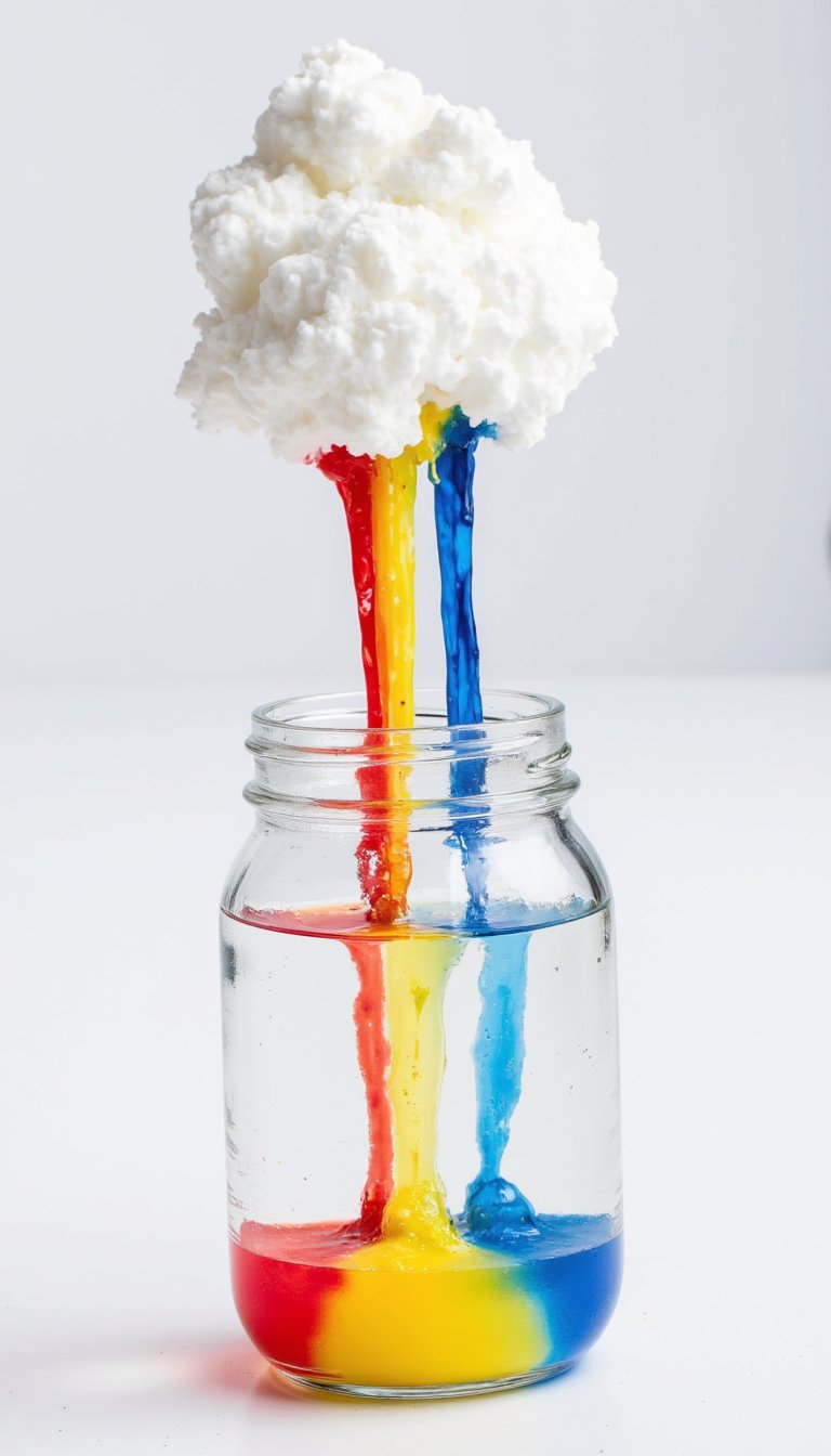 8. Rainbow Rain Cloud in a Jar