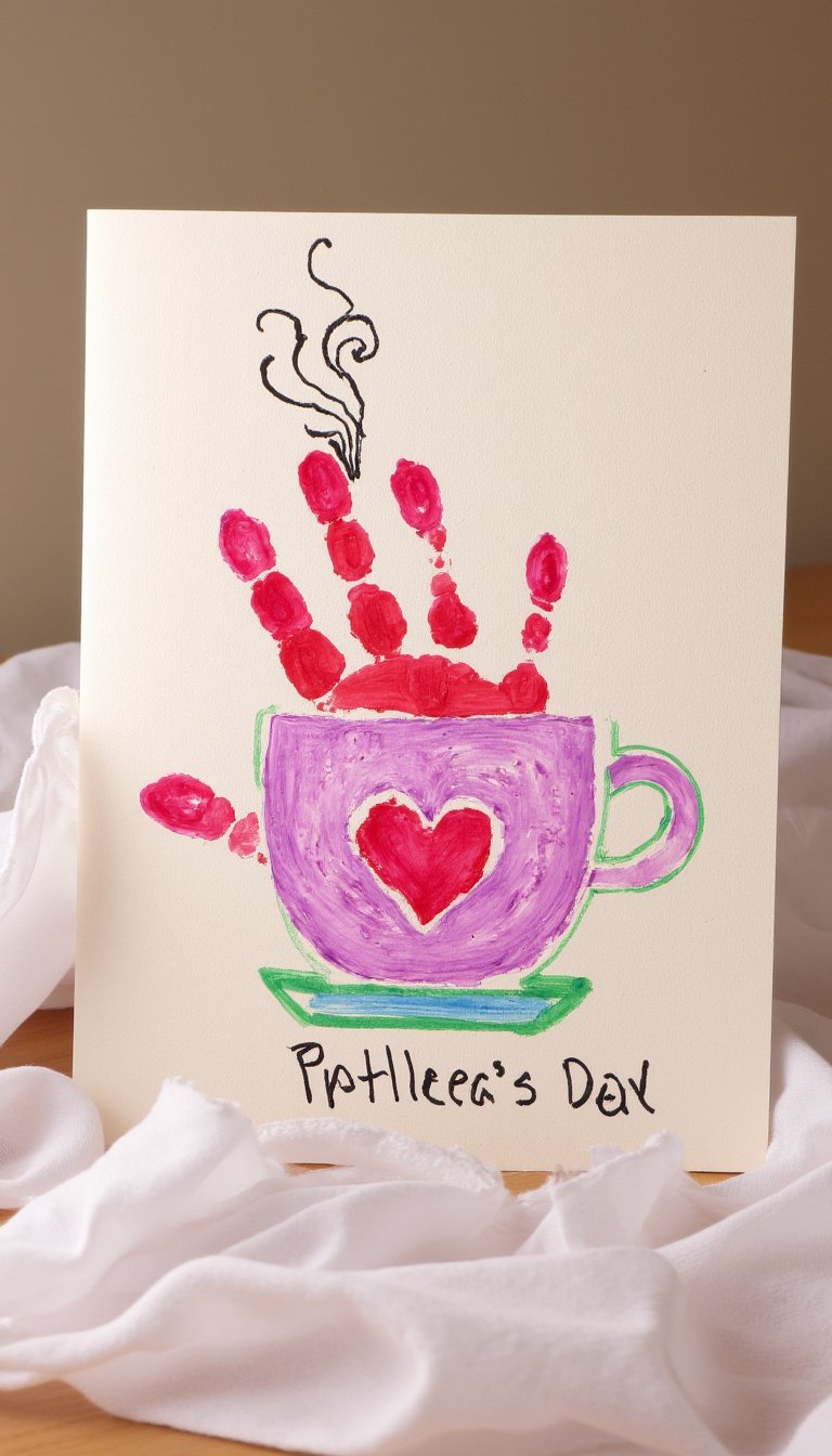 12. Handprint Tea Cup Card
