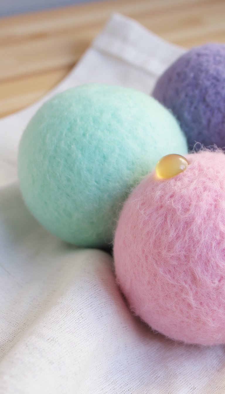 11. Felted Wool Dryer Balls with Essential Oils