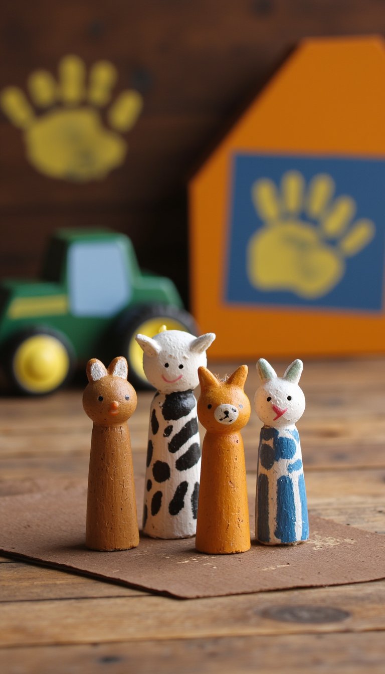 14. Clothespin Farm Animal Peg Dolls
