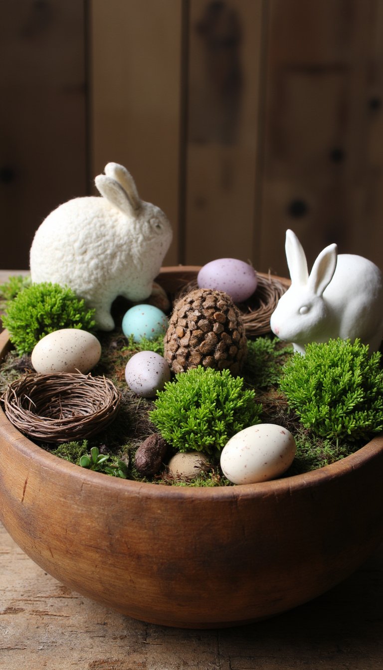 1. Moss-Filled Wooden Dough Bowls