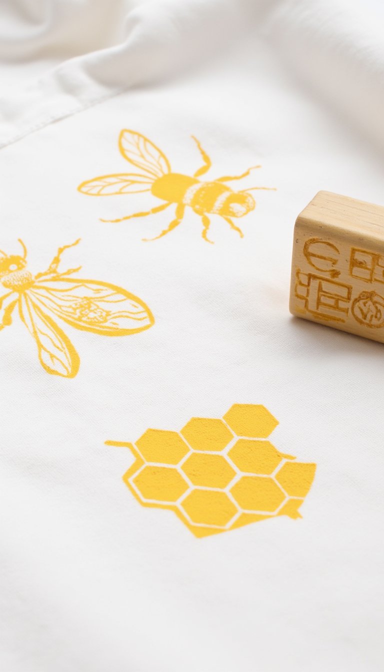 6. Stamped Bee & Honeycomb Tea Towels