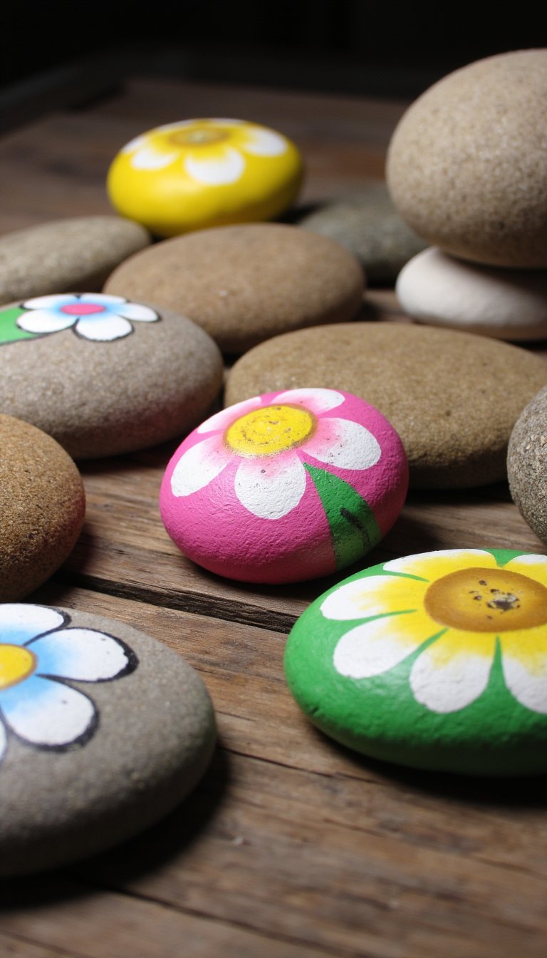 10. Painted Rock Garden Markers