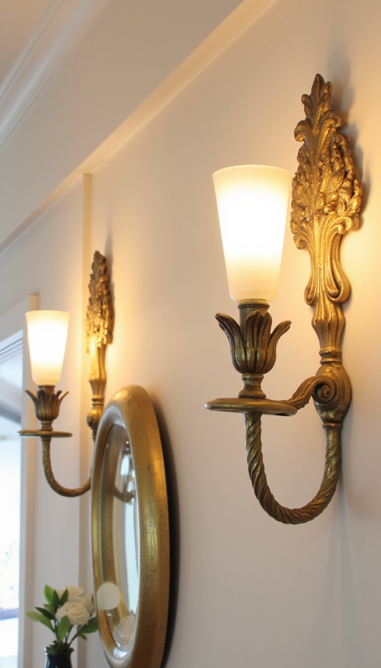10. Brass or Enamel Wall Sconces