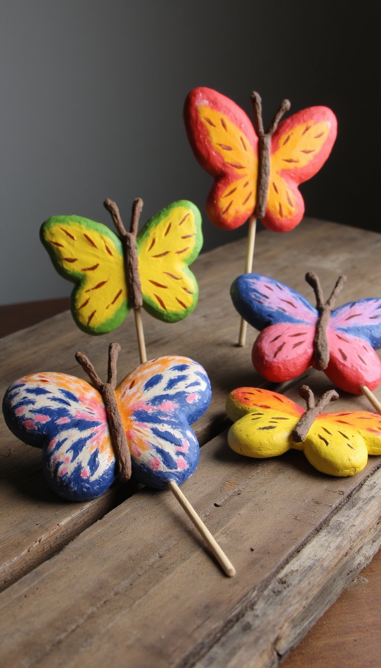 7. Clay Butterfly Garden Markers