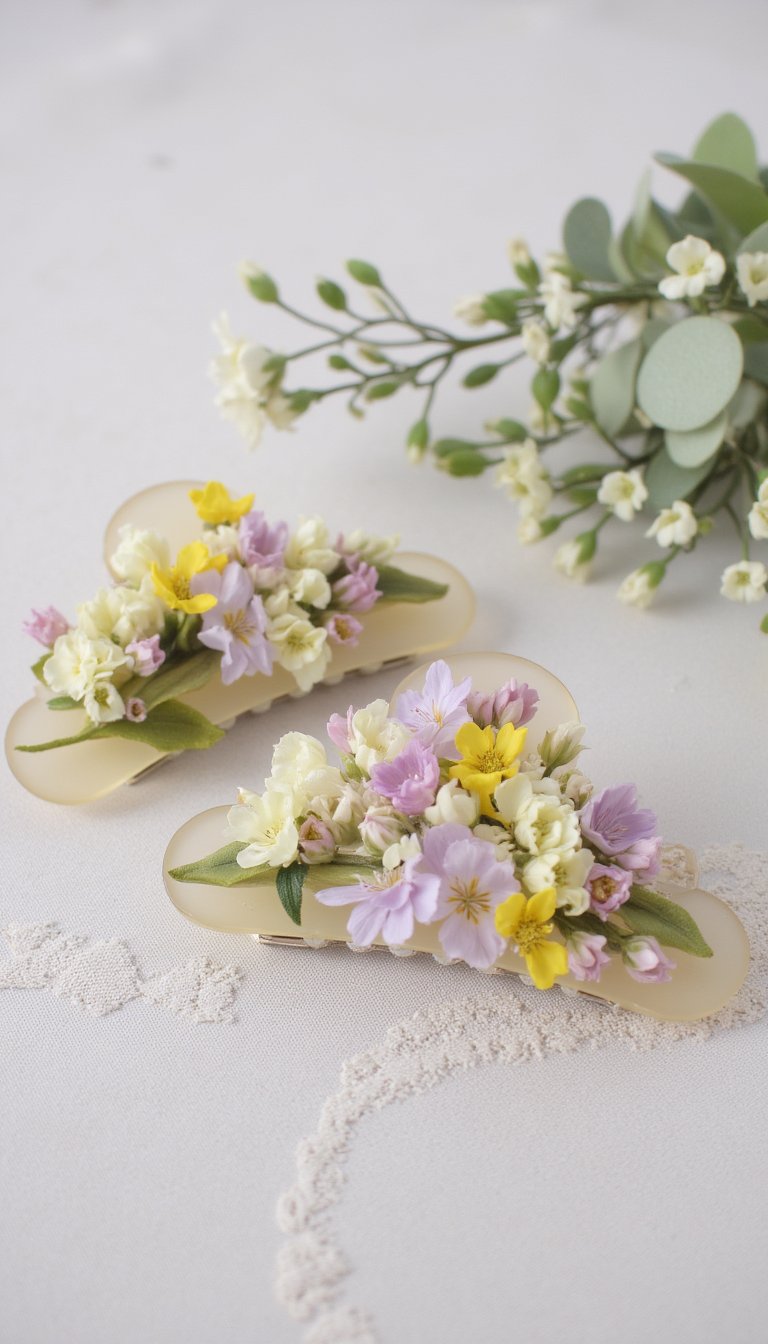 24. Pressed Flower Hair Clips or Barrettes