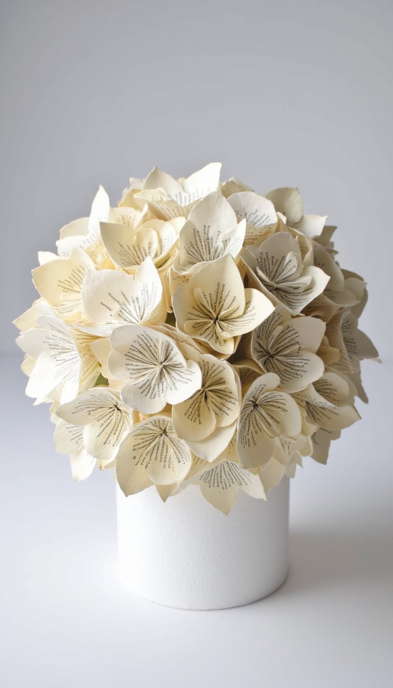 7. Book Page Hydrangea Ball