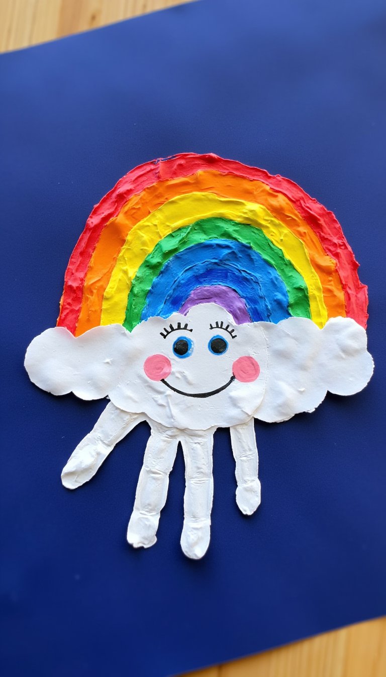 9. Rainbow Handprint Keepsake