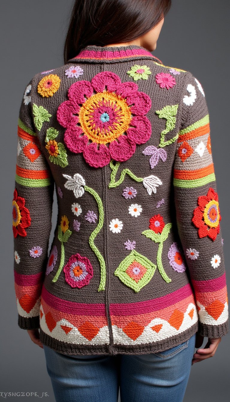 19. Colorwork Cardigan Back Panel