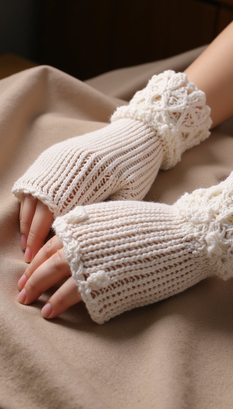 19. Elegant Fingerless Gloves with Lace Cuffs