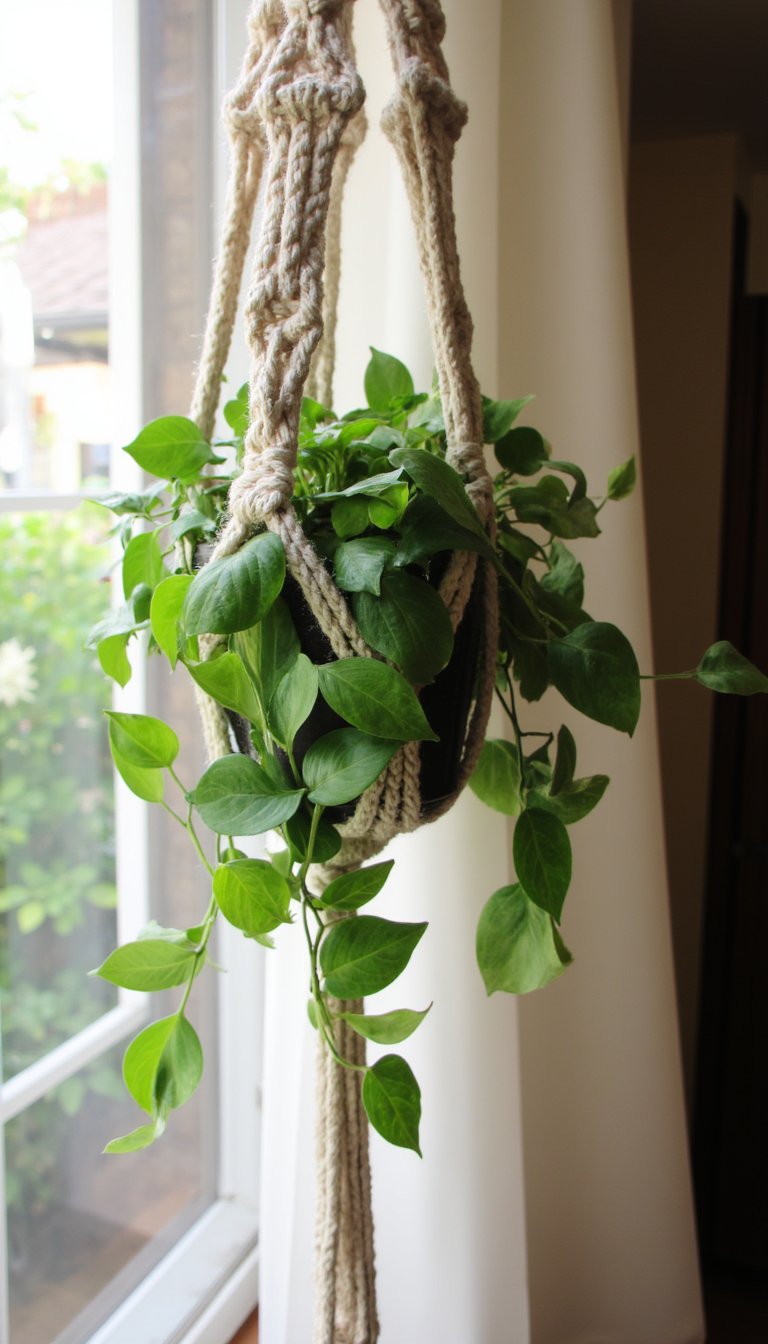 18. Modern Macramé and Crochet Plant Hanger