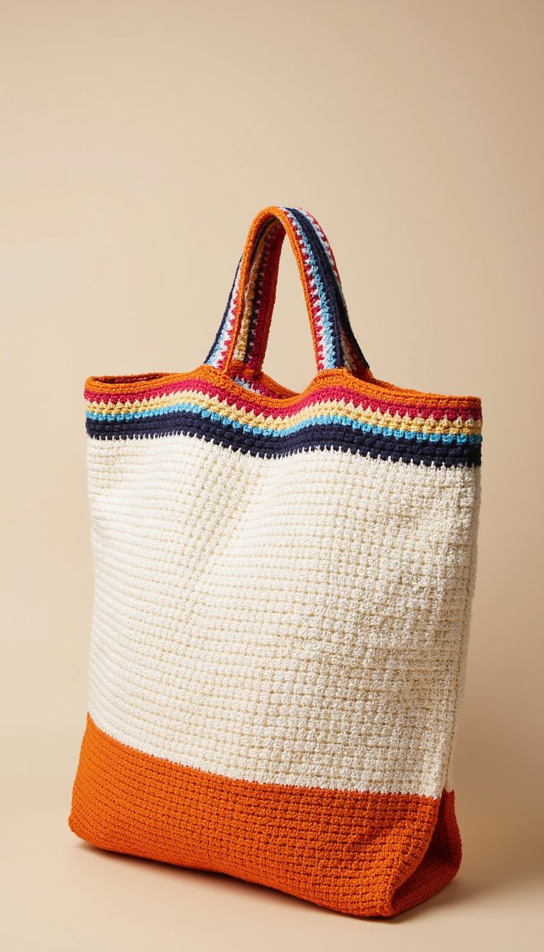 14. Market Bag with Color-Blocked Handles