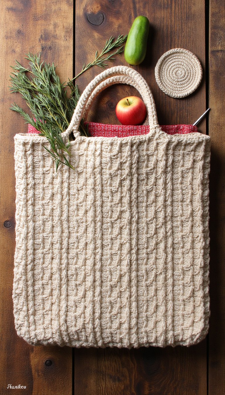 3. A Basket Weave Stitch Market Tote