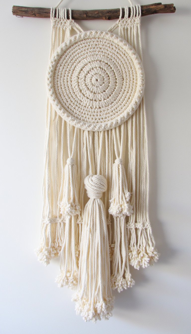 2. Textural Wall Hanging with Macrame Elements