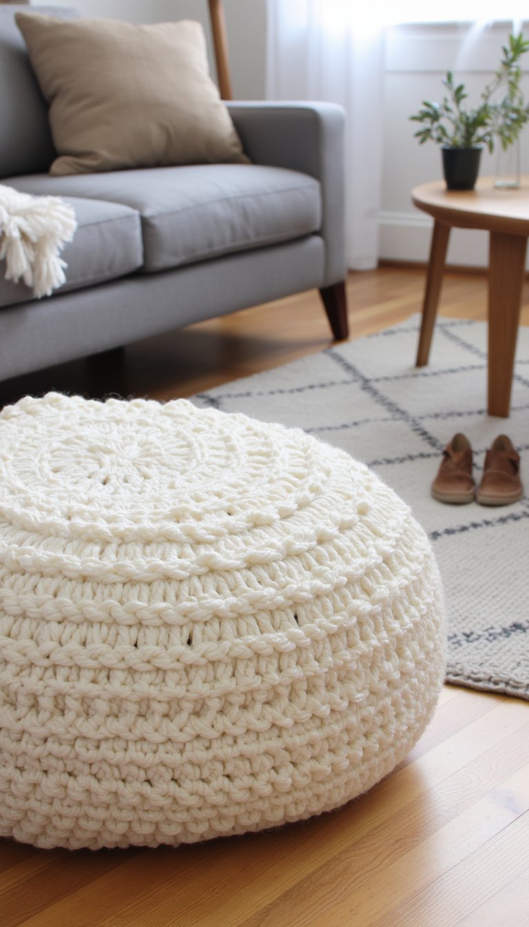 11. Chunky, Textured Floor Pouf