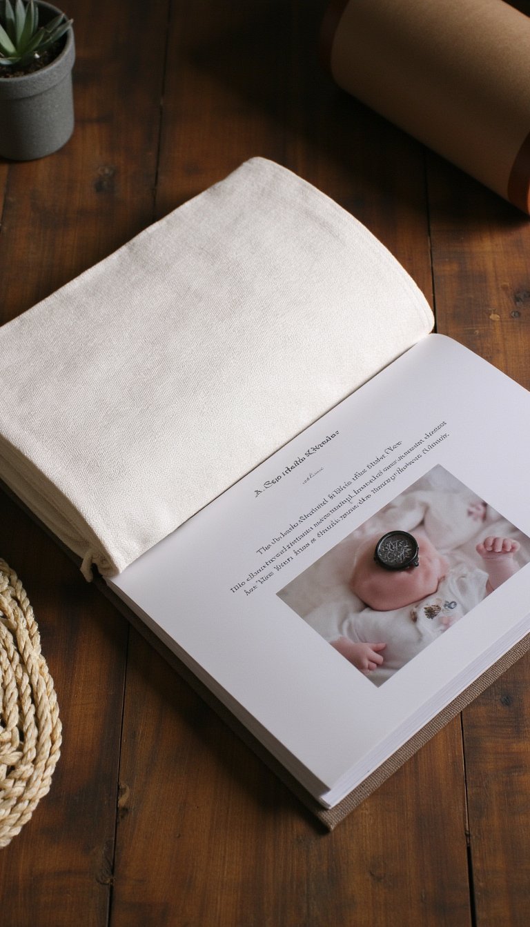 1. The "First Year" Fabric-Wrapped Chronicle