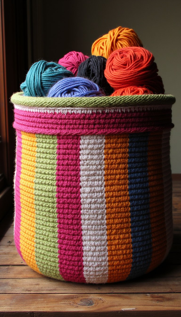 24. Striped Tapestry Basket