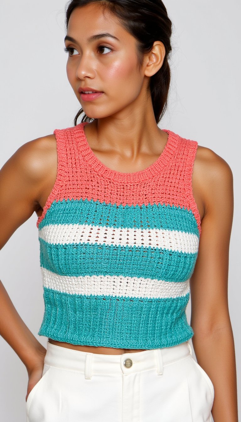 7. Bold Color-Block Crop Top