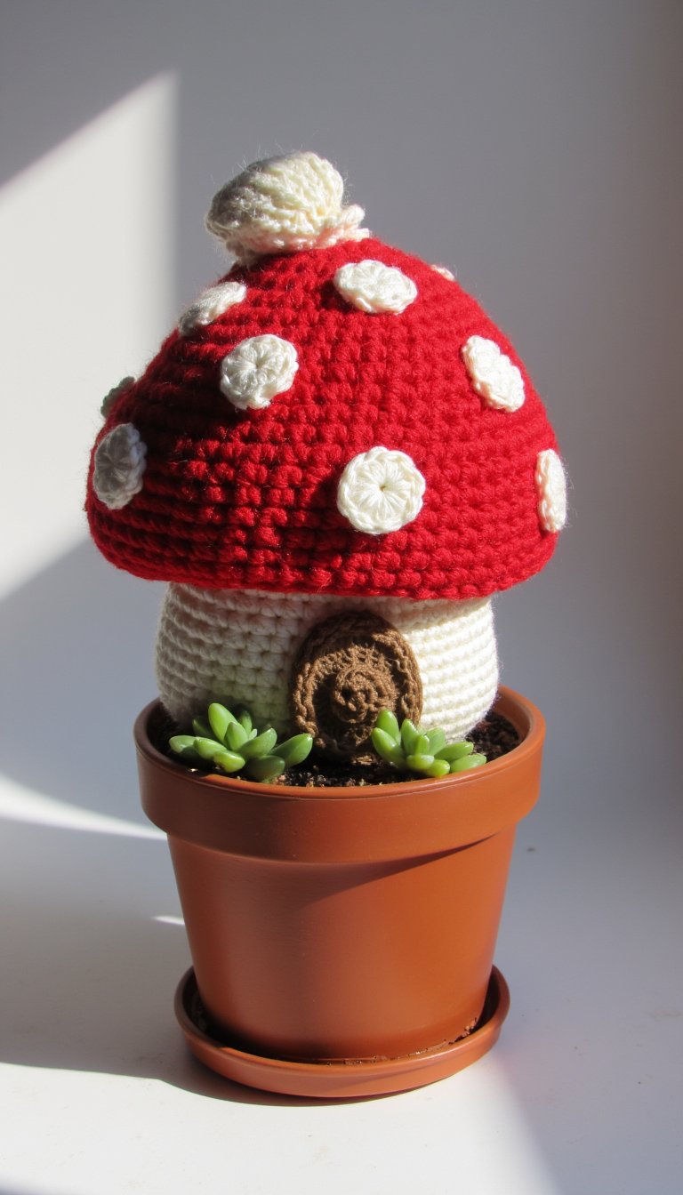 11. Tiny Mushroom House for Succulents