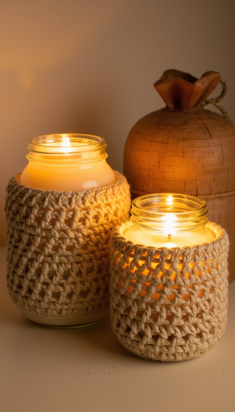 16. Decorative Jar Cozies for Candles or Storage