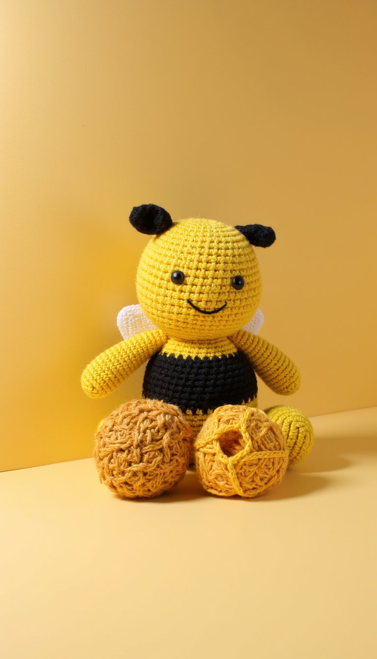 15. Amigurumi Bee with Crochet Honeycomb