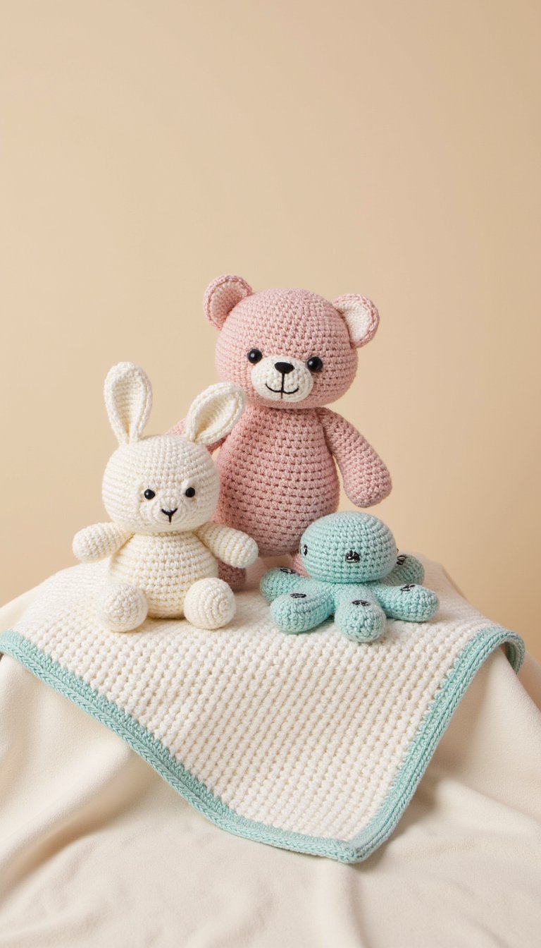 2. A Set of Animal Lovey Security Blankets