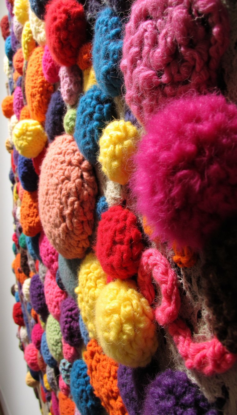 10. Funky 3D Crochet Wall Art