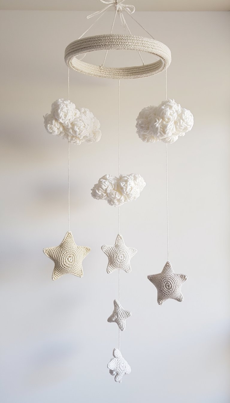 8. A Mobile of Hanging Crochet Stars or Clouds