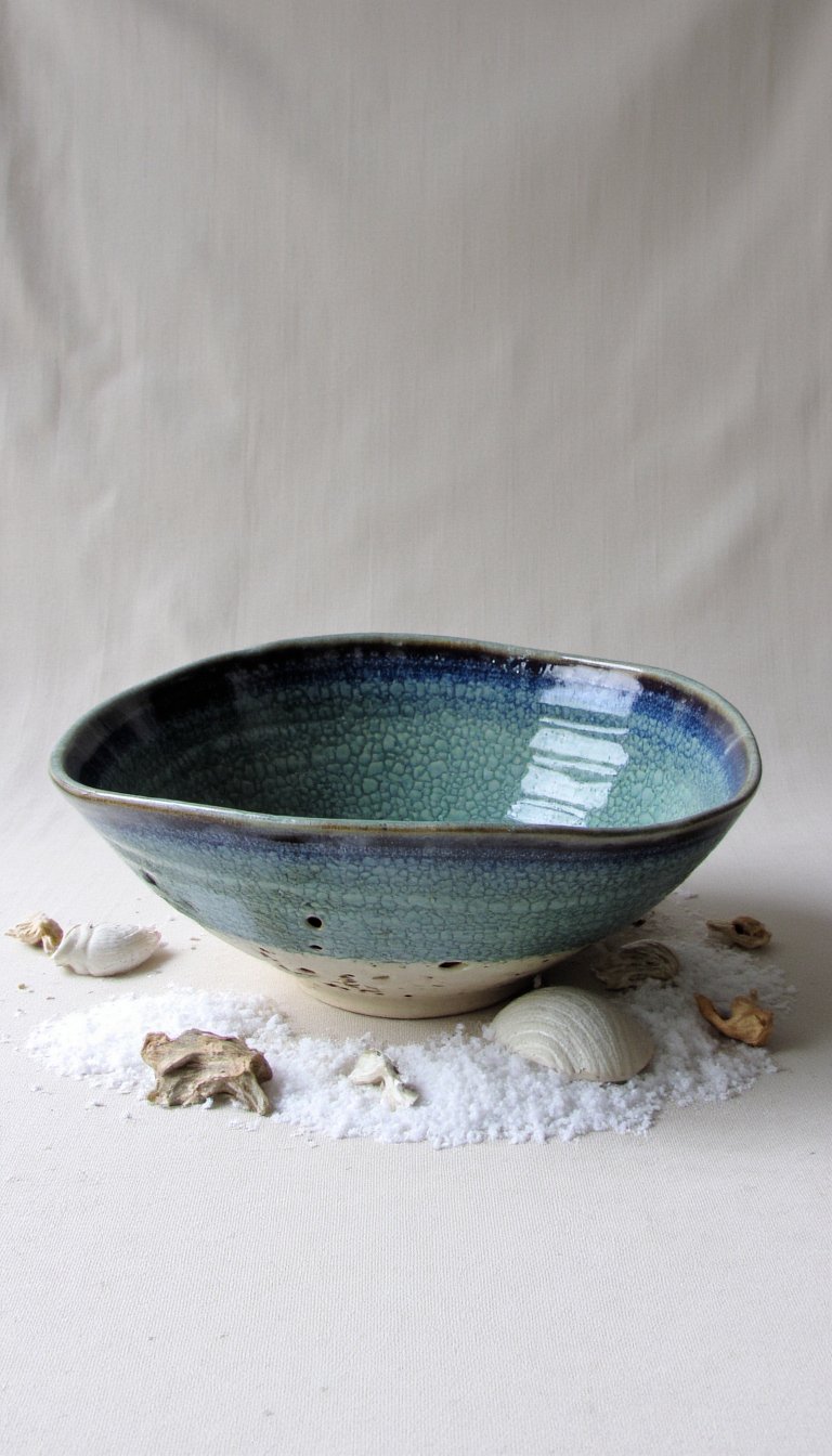 15. A Rustic, Crackle-Glaze Berry Colander