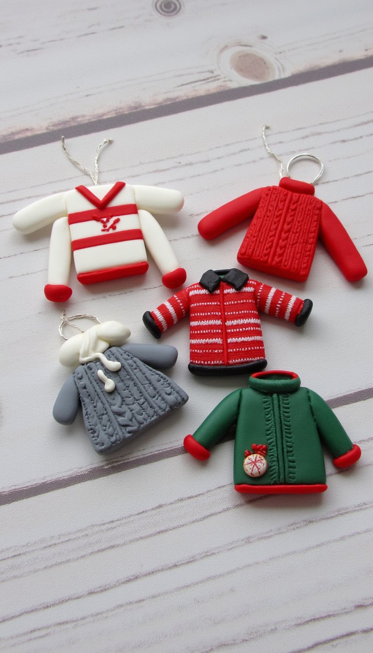 8. Cozy Miniature Clay Sweaters