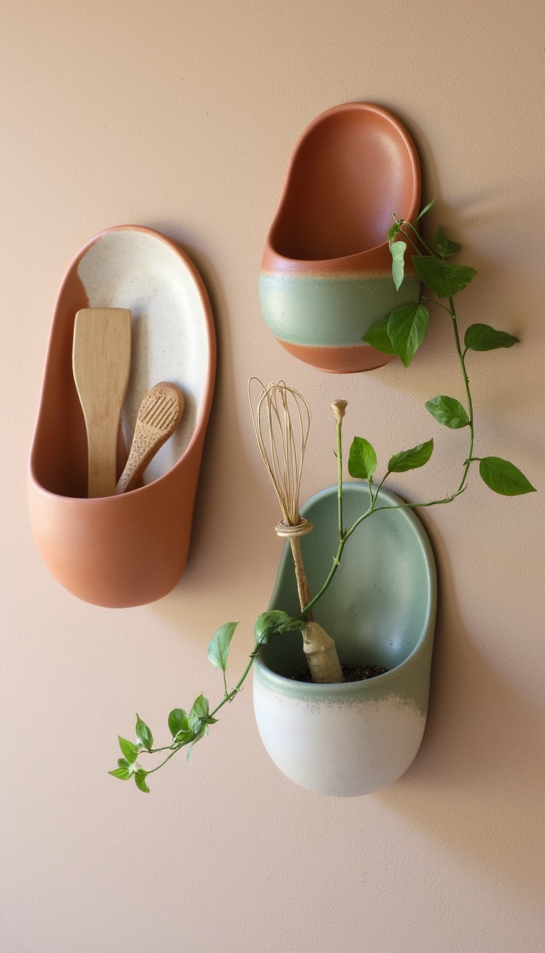 14. Functional Clay Wall Pockets