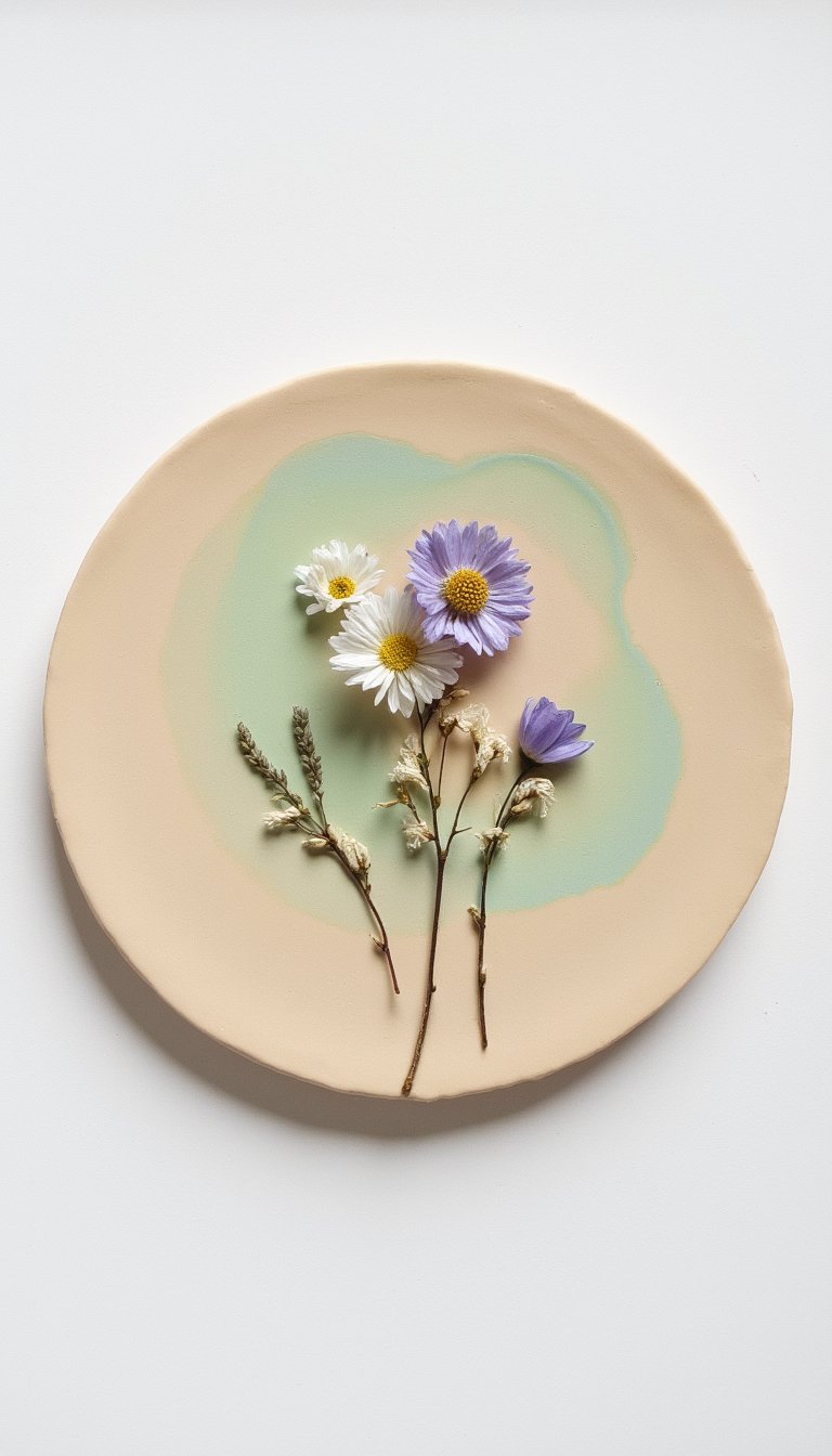 7. Pressed Flower & Clay Wall Art