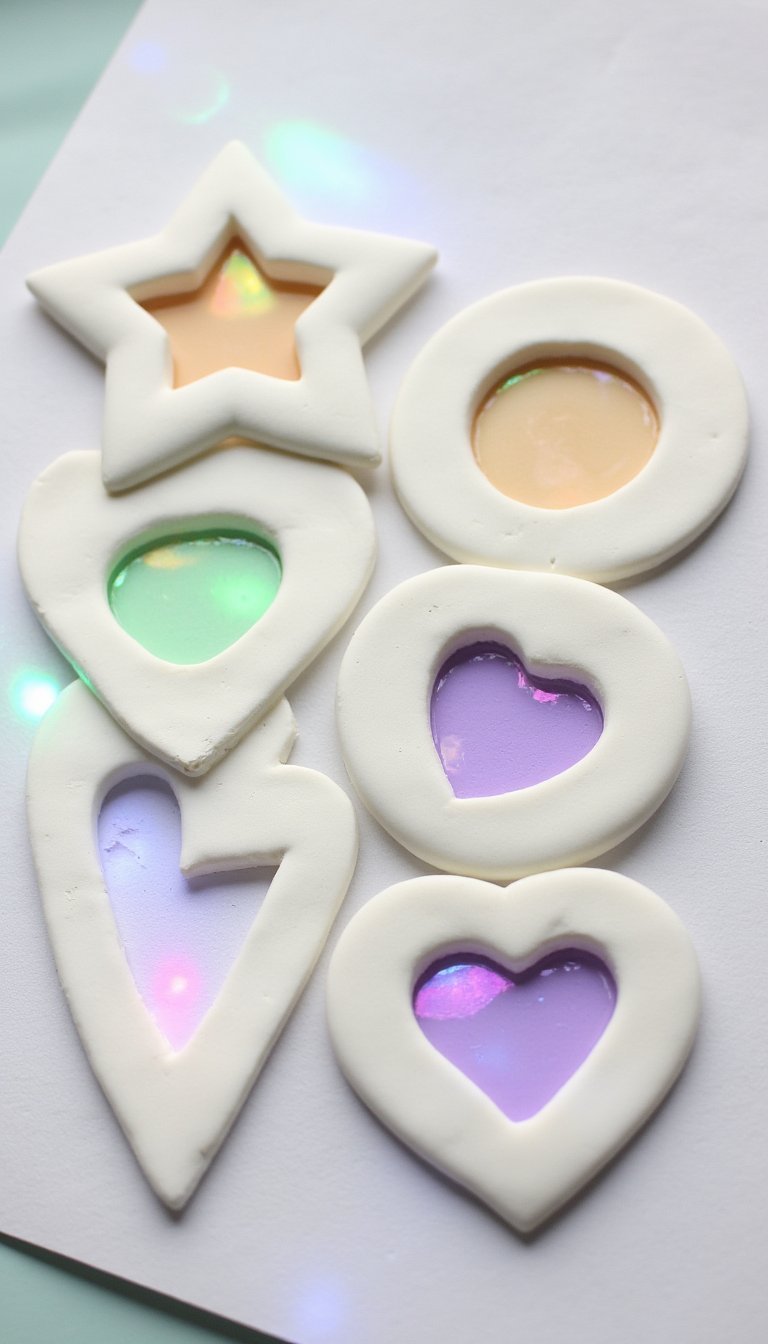 17. Delicate Clay “Stained Glass” Sun Catchers