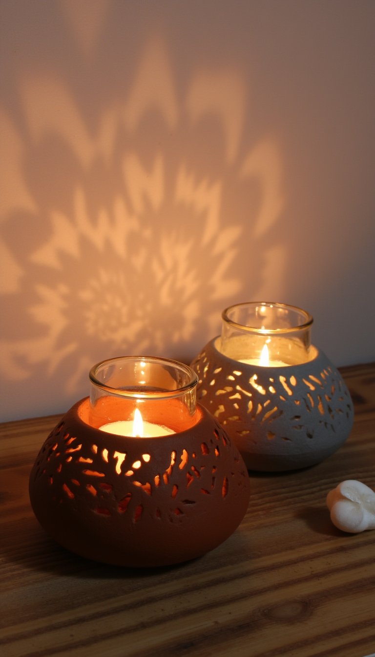 20. Clay Candle Holders