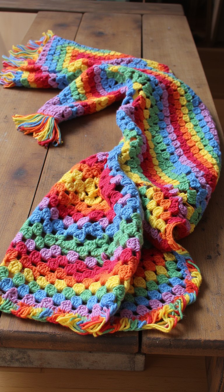 4. The Nostalgic Granny Stitch Scarf