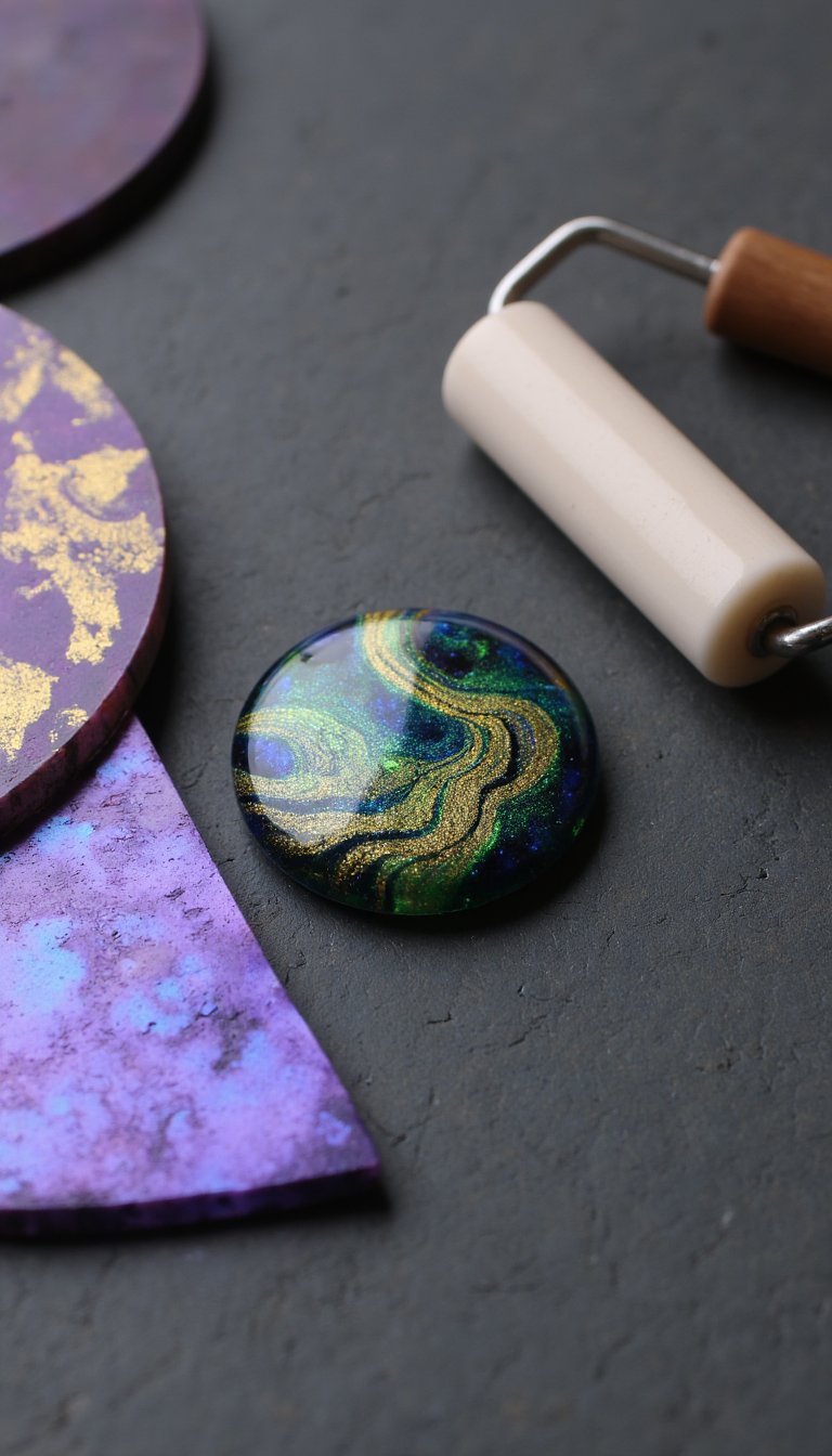 17. Dichroic-Inspired Polymer Clay Cabs