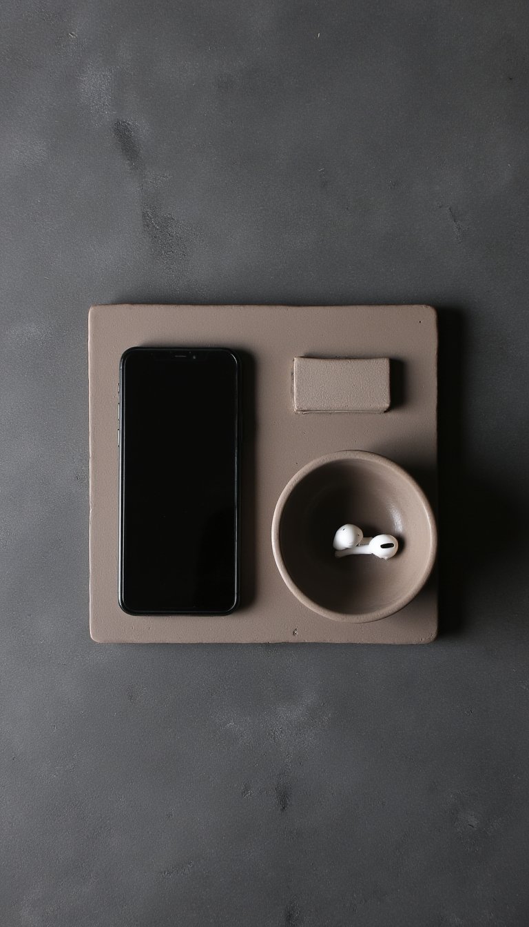 11. A Clay “Tech Dock” for His Phone and AirPods