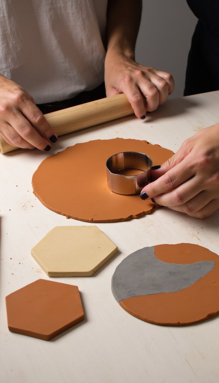 3. DIY Geometric Clay Coasters