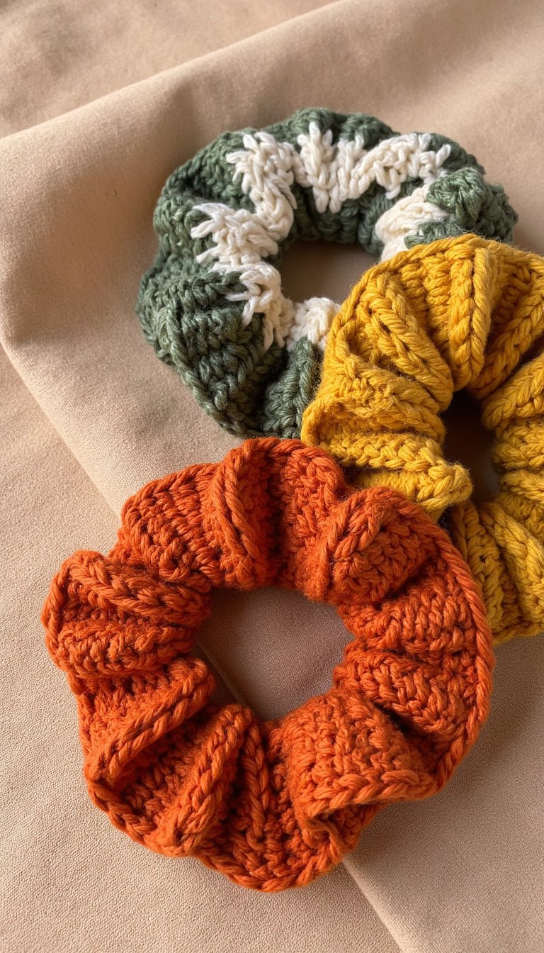 2. Chunky Crochet Scrunchies: Hair Accessories with Heart