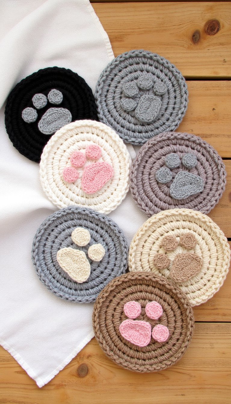 6. Cat Paw Coasters