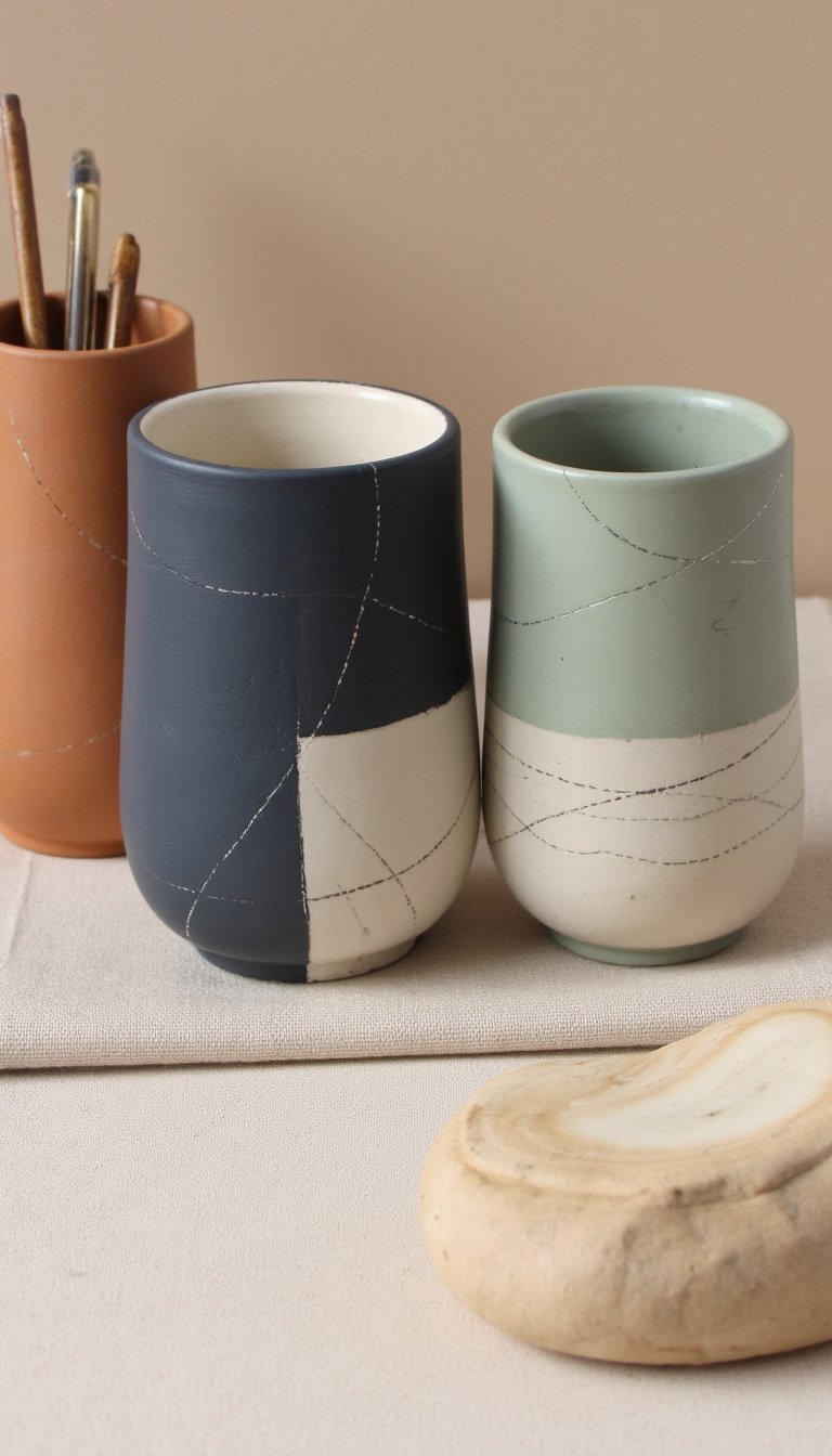 15. Sgraffito Decorated Pen Pots