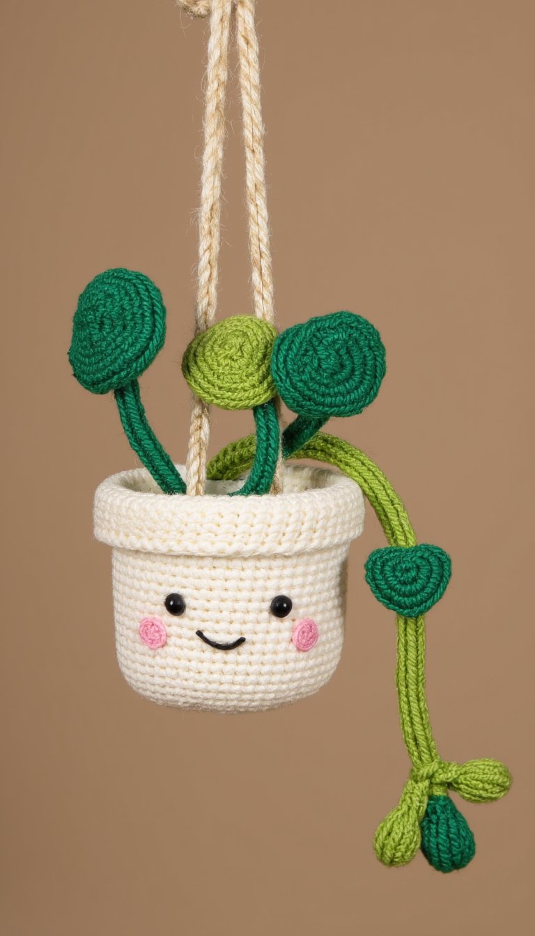 9. A Hanging Plant with a Smiling Face Pot