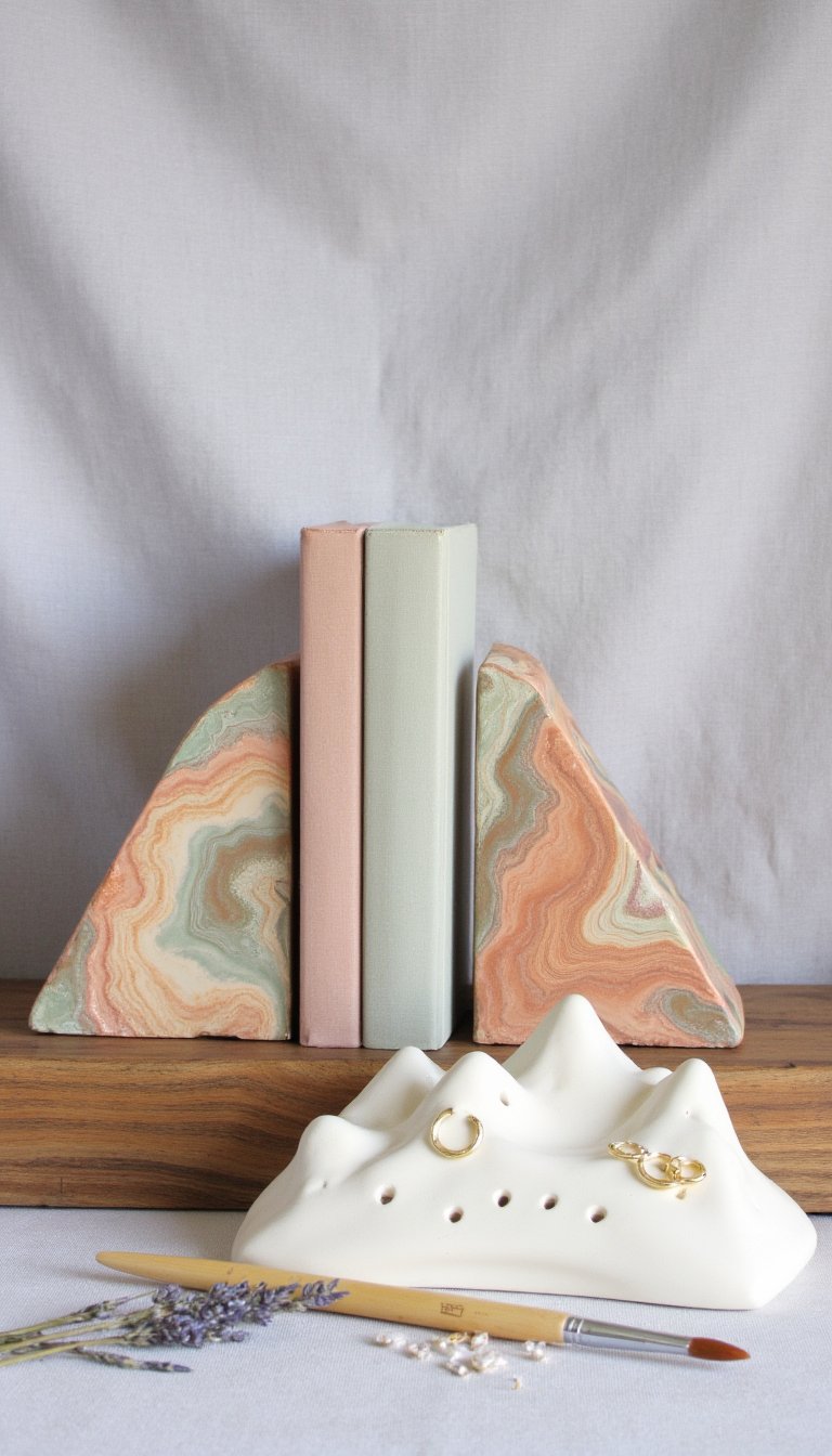 9. Marbled Clay Bookends