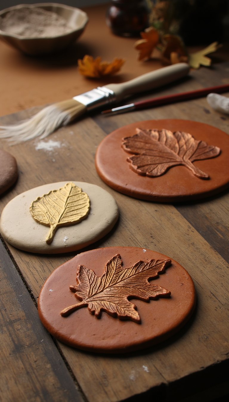 1. Textured Leaf Coasters