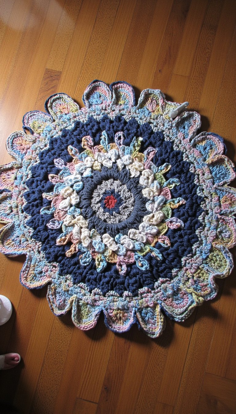 15. Upcycled T-Shirt Yarn Rug
