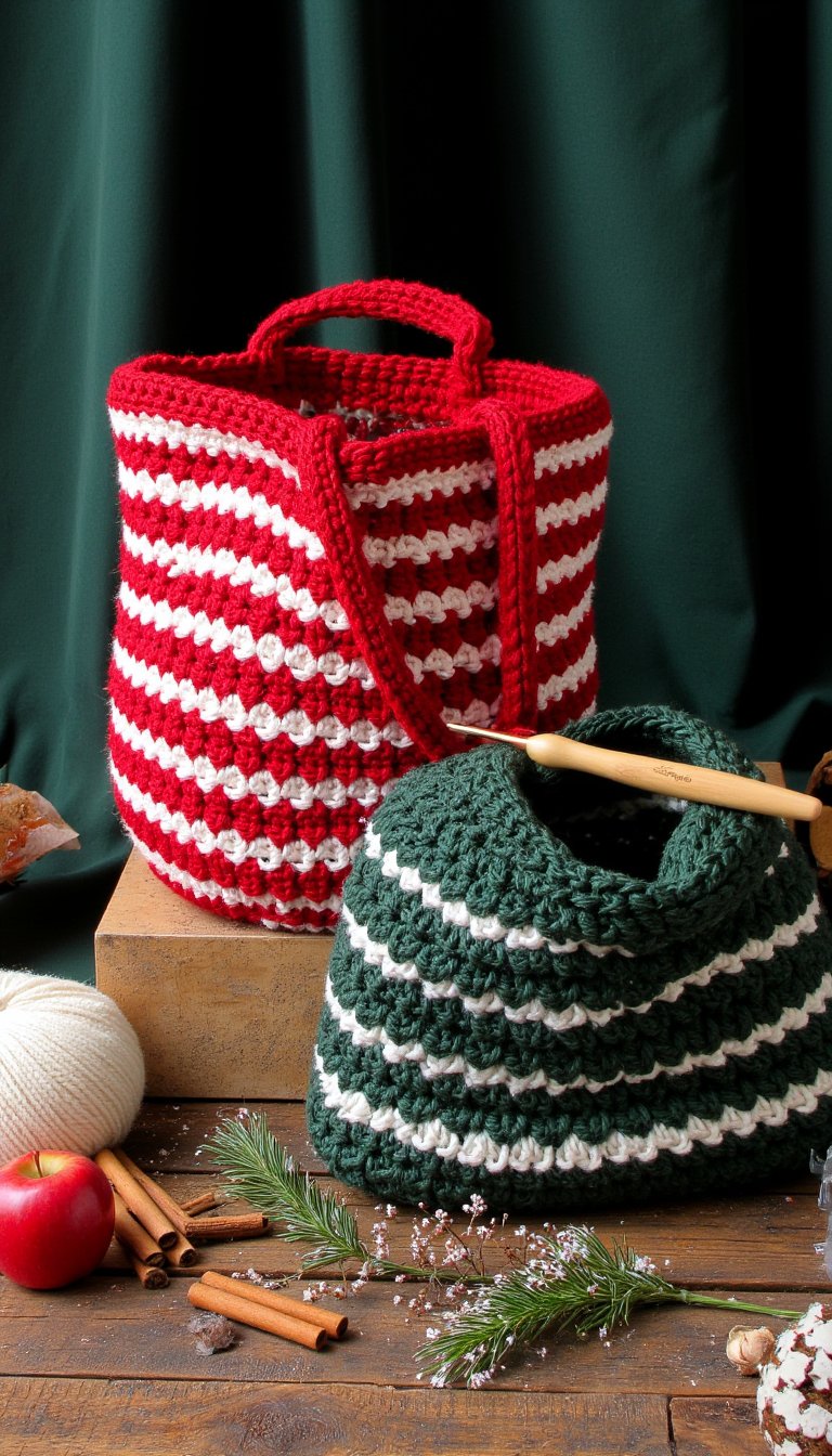 12. Handy Market Bags with Holiday Flair