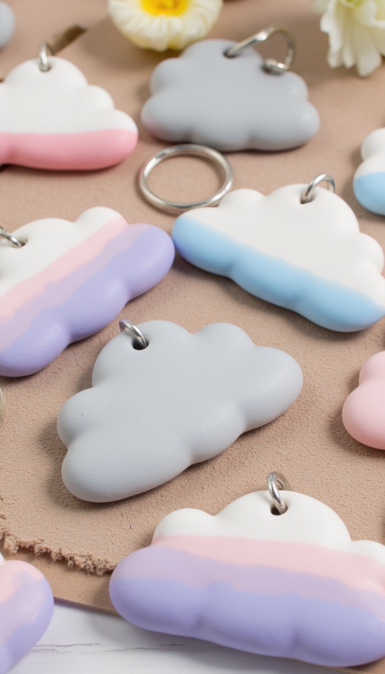 2. Pastel Cloud Keychains