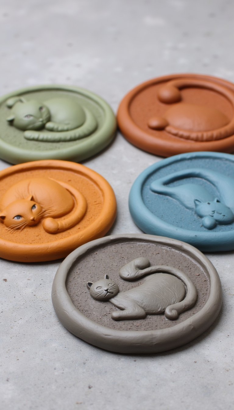 8. Cozy Clay Cat Coasters