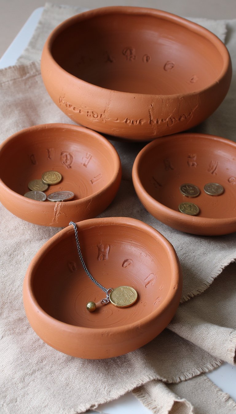 4. Hand-Stamped Clay Bowls